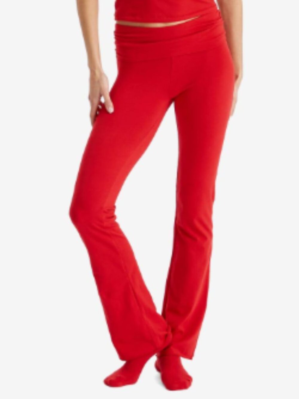 SKIMS Red Cotton Jersey Foldover Pants